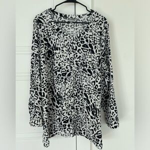 JM Collection Linen Leopard Print Blouse Top Size 22W